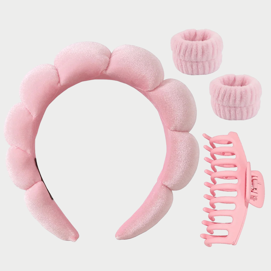 Pink Puffy Headband Kit for Women Girls