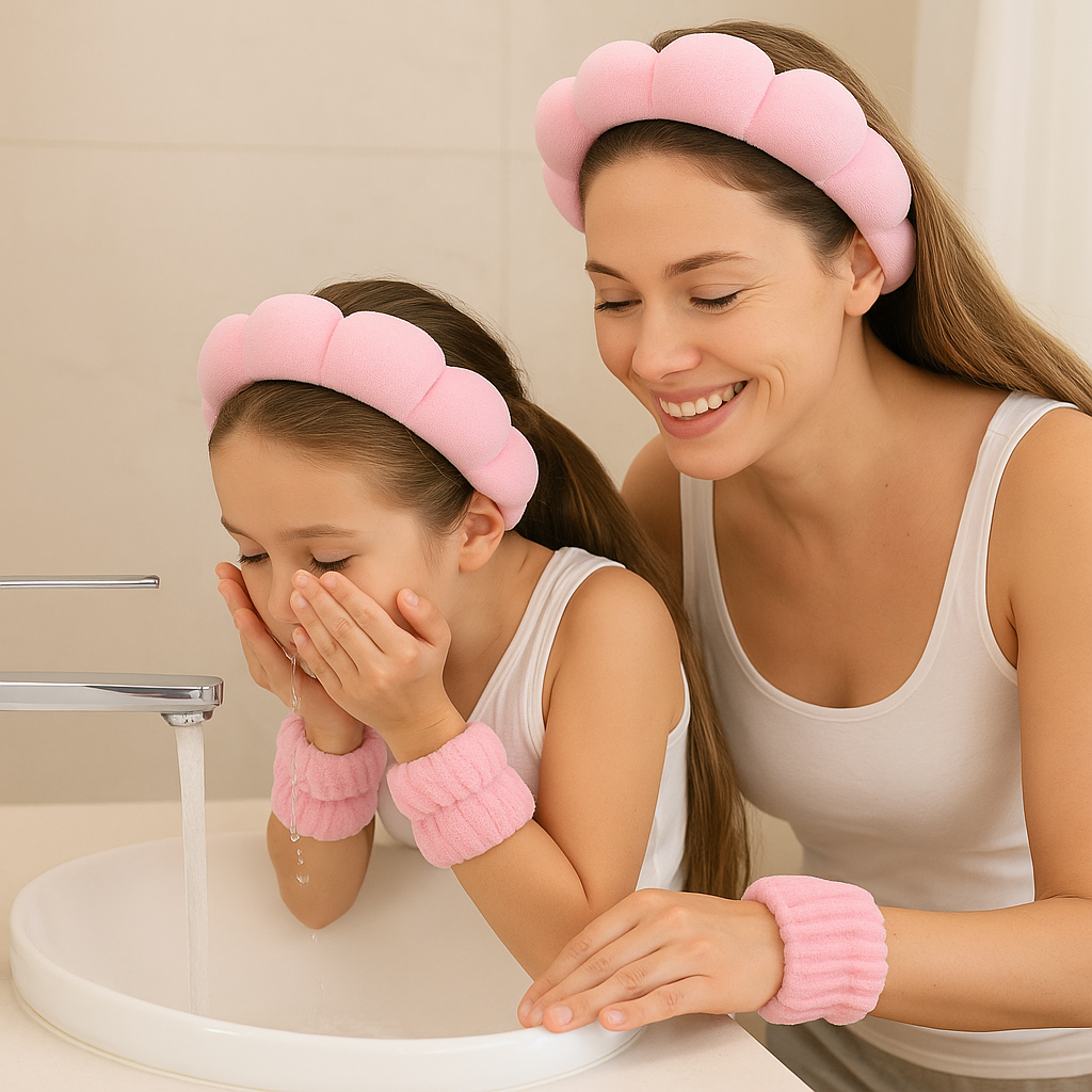 Puffy Headband Pink Set for Women Girls