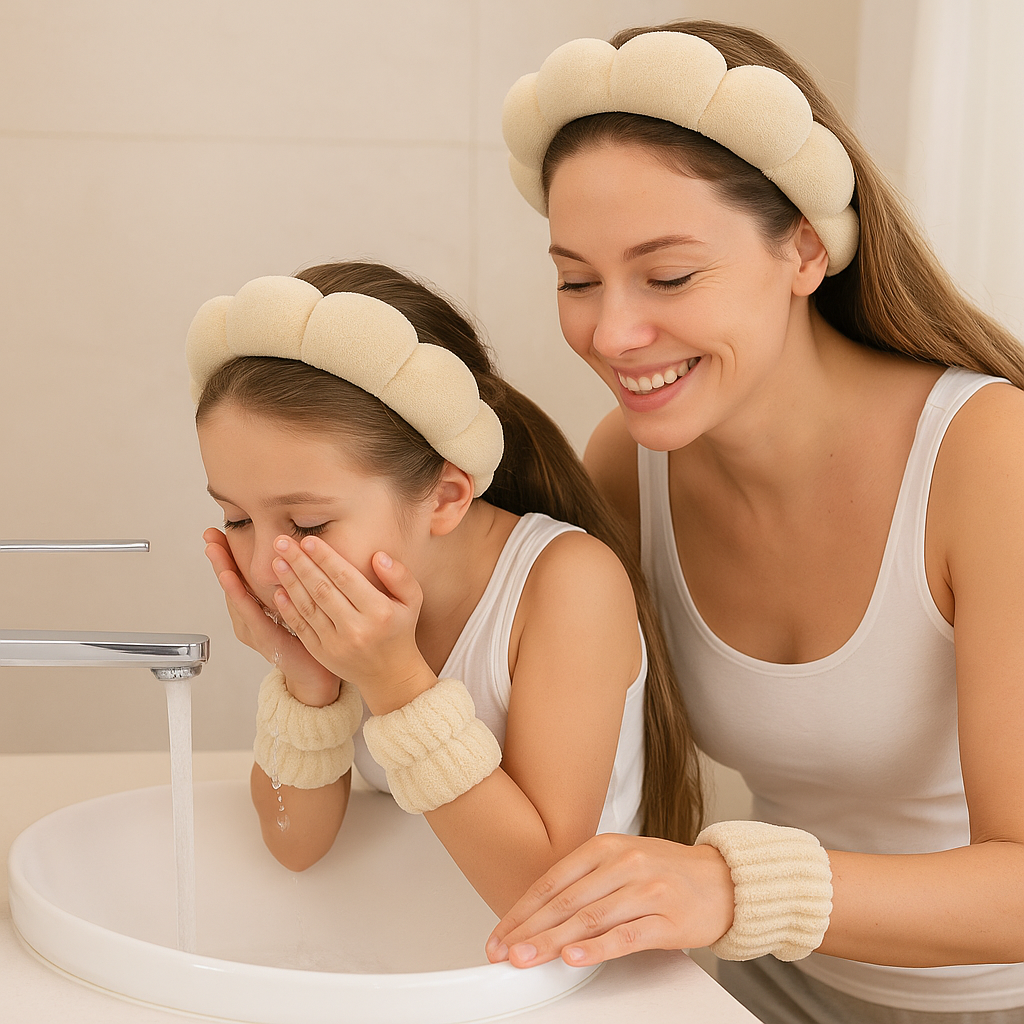 Puffy Headband Khaki Set for Women and Girls